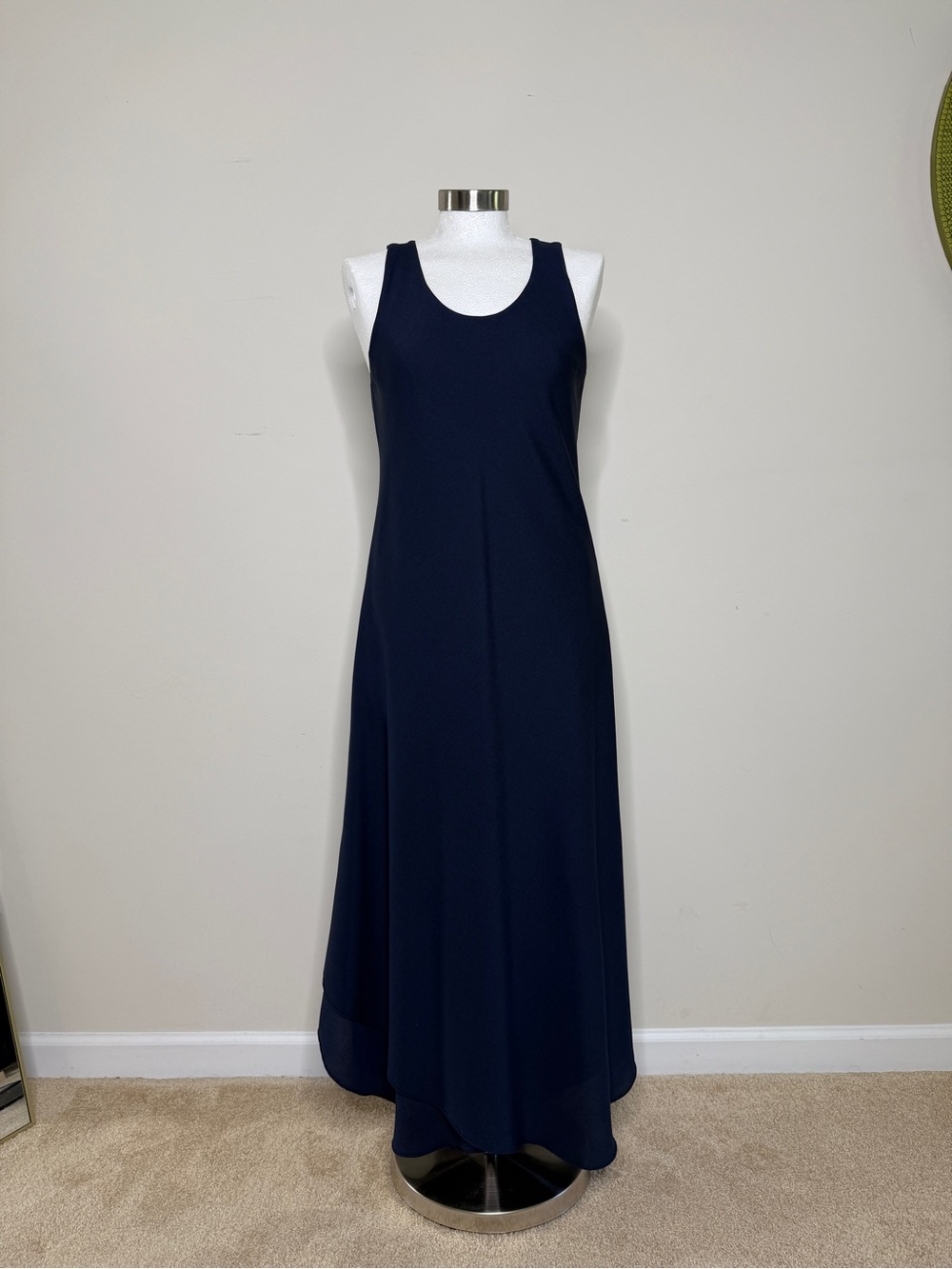 Sleeveless Navy Maxi Dress with Scoop Neck